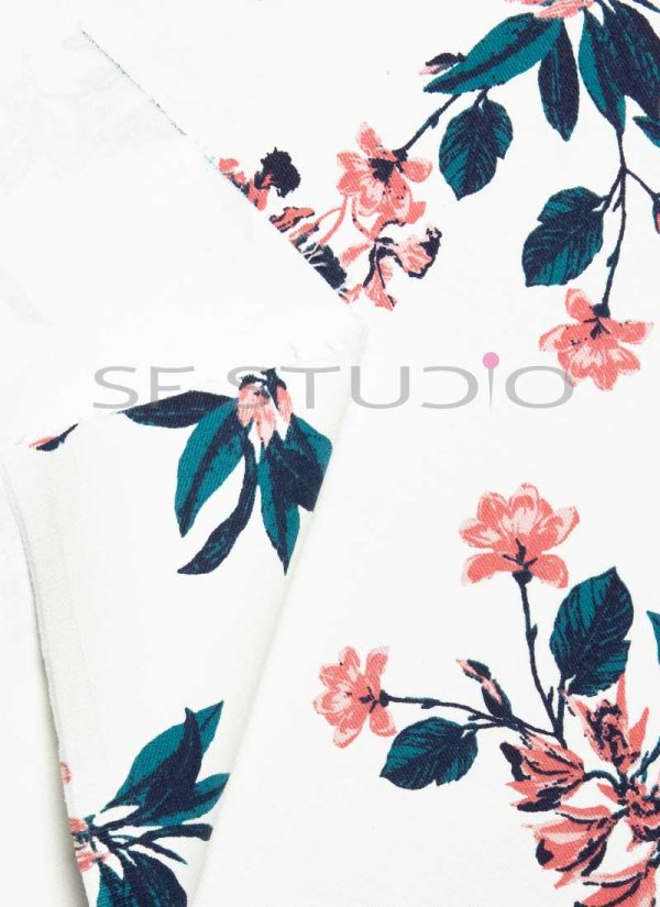 58″ width Lycra Denim Floral fabric by Arvind mills