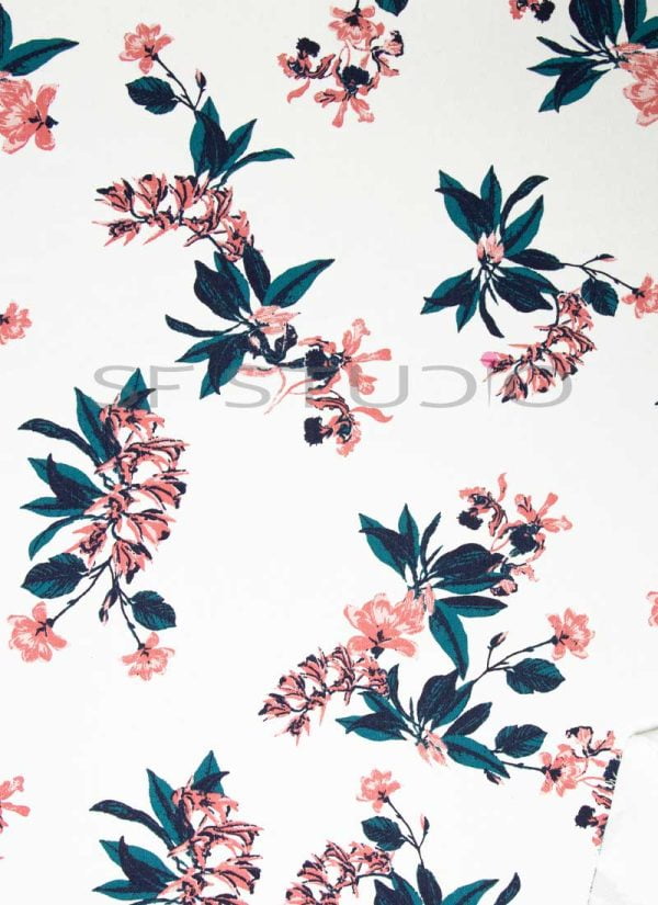 58″ width Lycra Denim Floral fabric by Arvind mills